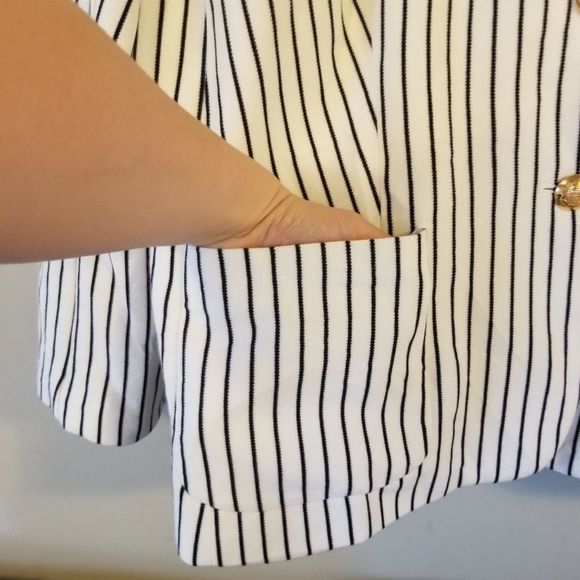 NWT Lauren Ralph Lauren Plus Size Piqué Striped Blazer Size 22W - Picture 3 of 9